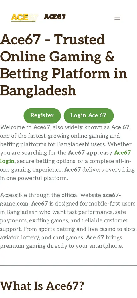 Ace67 website, 26/09/2026