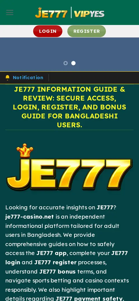 JE777 website, 26/09/2026