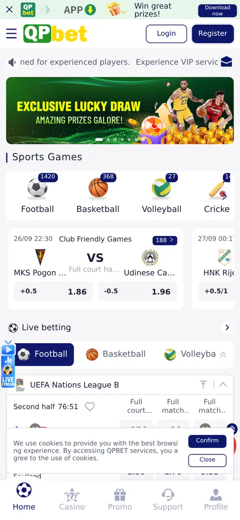 QPBet website, 26/09/2026